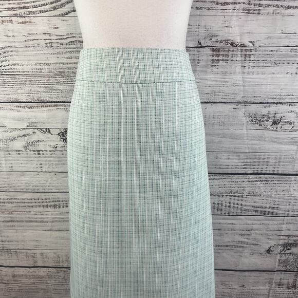 Evan Picone Skirt Plus sz 18 Green Plaid Tweed Straight Knee Suit Career Church - Picture 2 of 10